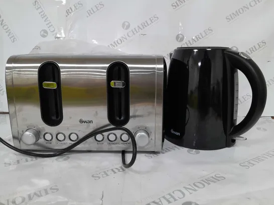 BOXED SWAN KETTLE & TOASTER 4-SLICE TWIN PACK - BLACK RRP £49