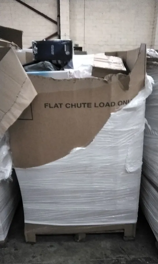 PALLET OF ASSORTED ITEMS INCLUDING BACKPACK, KNITTING MACHINE, QUARTZ WALL CLOCK, TOPCHEF MULTIFUNCTIONAL FOOD PROCESSOR AND MEMORY FOAM WEDGE PILLOW