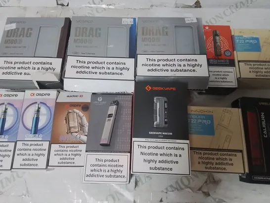 LOT OF ASSORTED E-CIGS AND PARTS TO INCLUDE VAPORESSO, OXVA AND ASPIRE