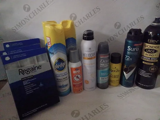 BOX OF HOUSEHOLD ITEMS TO INCLUDE GOT2B GLUED , DOVE MEN ANTI-PERSPIRANT , ETC