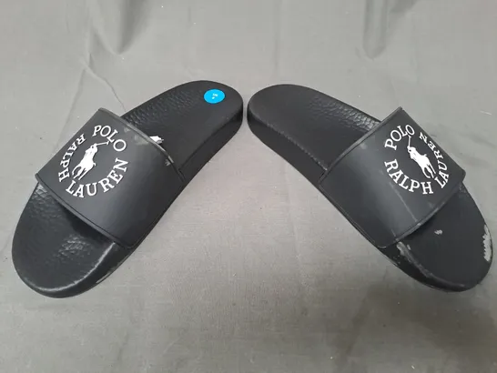 PAIR OF RALPH LAUREN POLO SLIDERS IN BLACK UK SIZE 8