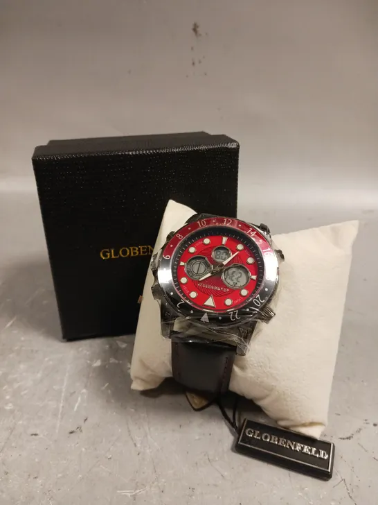 GLOBENFELD MIRAGE RED DIAL WATCH 