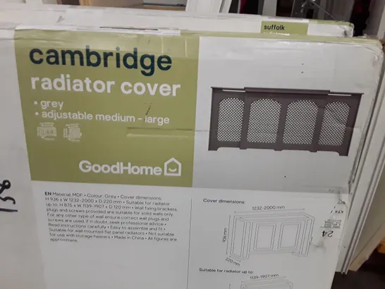 GREY CAMBRIDGE RADIATOR COVER ADJUSTABLE MEDIUM LARGE 