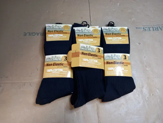 SET OF 3 NON ELASTIC GENTLE GRIP SOCKS 100% COTTON