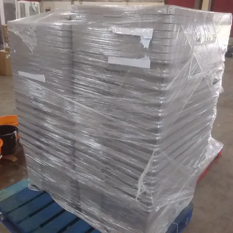 PALLET OF STRONG STACKABLE PLASTIC STORAGE CONTAINERS 