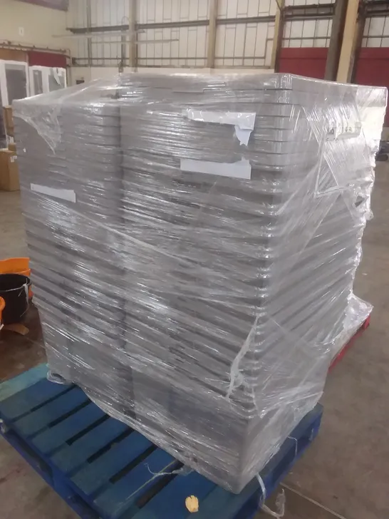 PALLET OF STRONG STACKABLE PLASTIC STORAGE CONTAINERS 