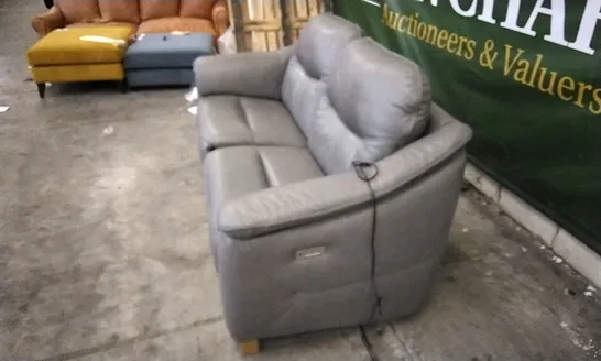 QUALITY BRITISH DESIGNED & MANUFACTURED G PLAN GREY LEATHER 3 SEATER ELECTRIC  RECLINING SOFA