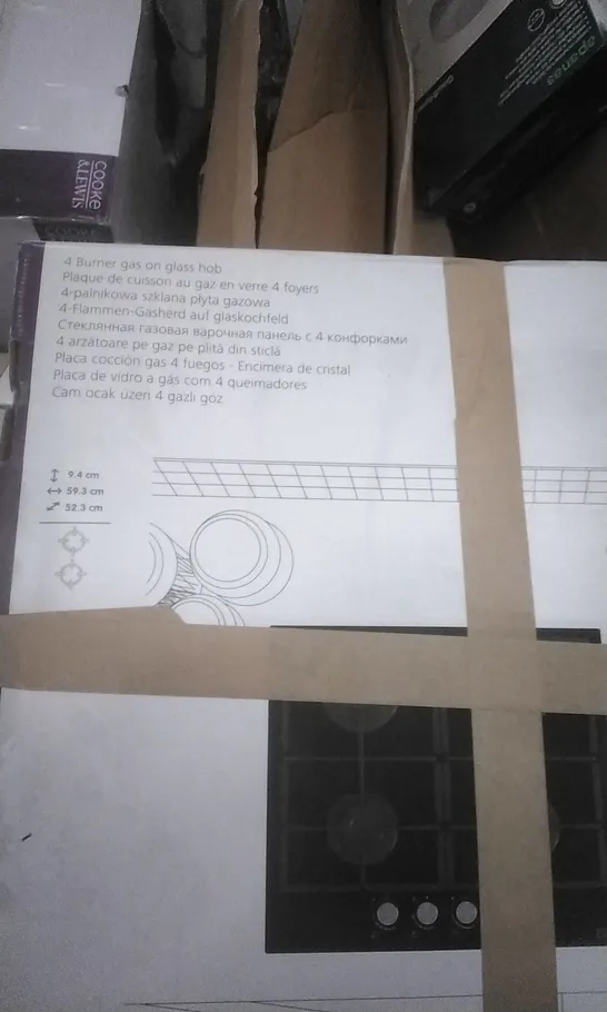 BOXED COOK & LEWIS 4 BURNER GAS ON GLASS HOB