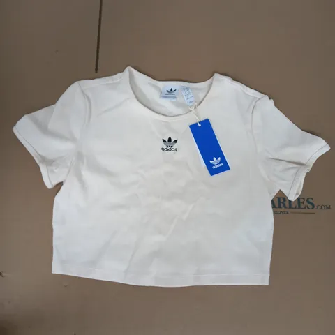 ADIDAS RIB CROPPED TEE IN OFFWHITE SIZE M