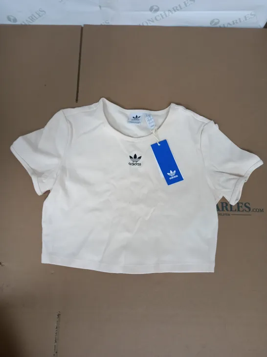 ADIDAS RIB CROPPED TEE IN OFFWHITE SIZE M