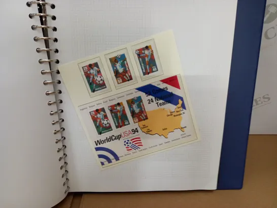 STAMP ALBUM WITH VARIOUS FOOTBALL THEMED STAMPS - 37 PAGES CONTAINING STAMPS