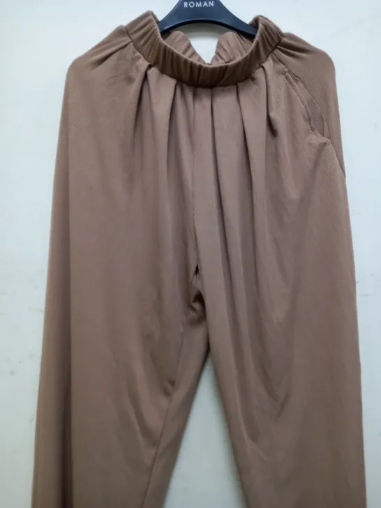 CIDER STRETCH WIDE LEG PANTS IN COFFEE BROWN - XS