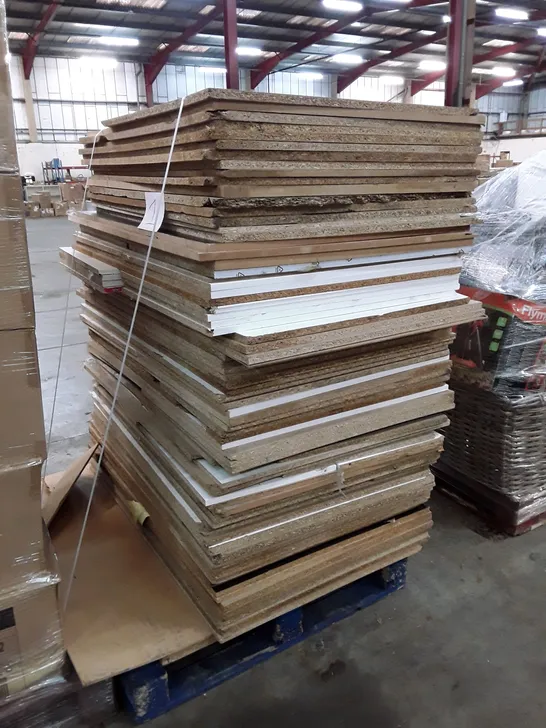 PALLET OF APPROXIMATELY 77 PARTICLE BOARDS