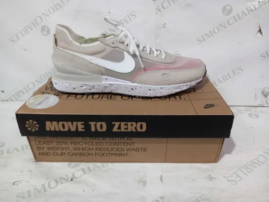 BOXED PAIR OF NIKE WAFFLE ONE CRATER SHOES IN CREAM/WHITE/ORANGE UK SIZE 7.5