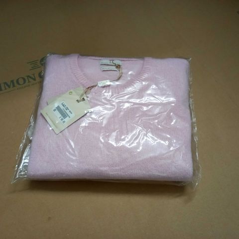 BAGGED HOUSE OF BRUAR PURE LAMBSWOOL CREW NECK JUMPER IN PINK - XS