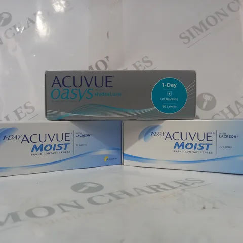 APPROXIMATELY 20 ASSORTED HOUSEHOLD ITEMS TO INCLUDE ACUVUE OASYS CONTACT LENSES, ACUVUE MOIST CONTACT LENSES, ETC