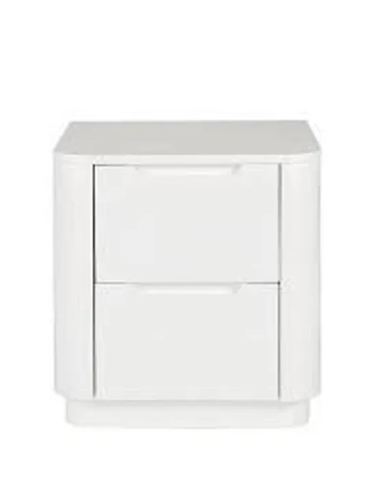 GLEAM GLOSS 2 DRAWER BEDSIDE CHEST IN WHITE - COLLECTION ONLY RRP £99