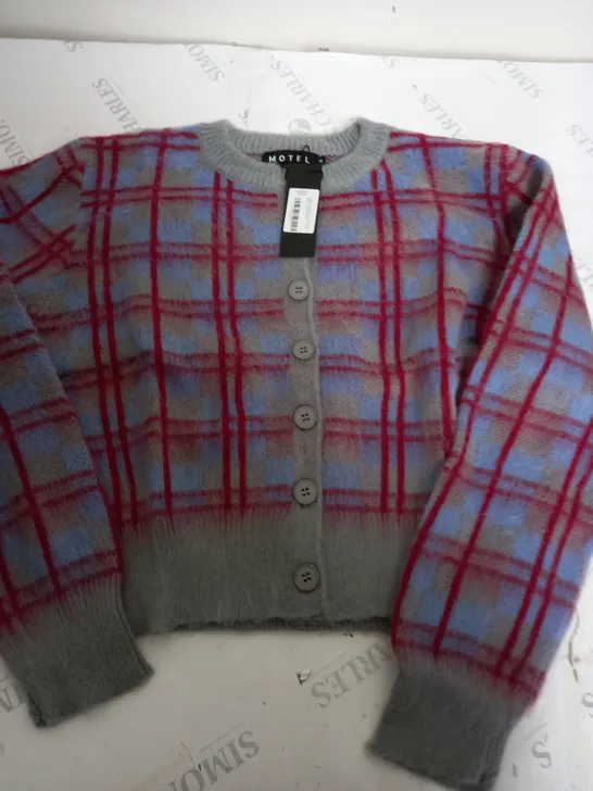 MOTEL ANZIO CARDI MULTI CHECK SWEATER - MEDIUM