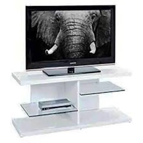 BRAND NEW & BOXED CENTUM WOODEN TV STAND IN HIGH GLOSS WHITE (1 BOX)