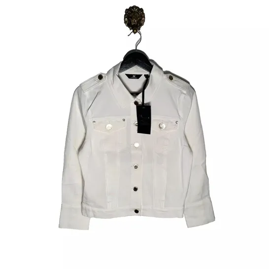 JM FASHION BY JULIEN MACDONALD MILITARY STYLE TWILL JACKET WHITE SIZE 14