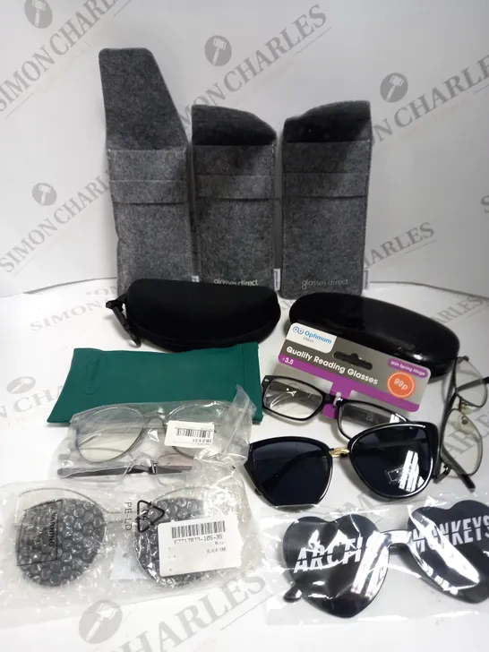 BOX TO CONTAIN APPROX. 20 X ASSORTED PAIRS OF GLASSES & SUNGLASSES. BRANDS VARY 