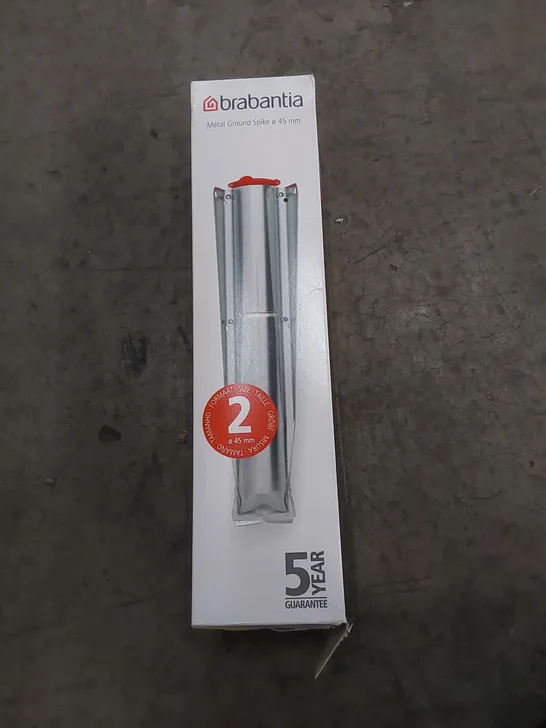 BOXED BRABANTIA 45mm METAL GROUND SPIKE FOR ROTARY CLOTHES LINE (1 BOX)