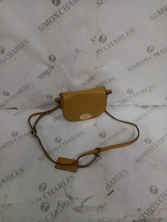 ASHWOOD REAL LEATHER CROSSBODY BAG IN MUSTARD WITH FLORAL INTERIOR