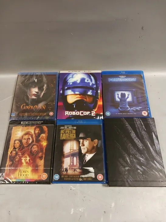 6 X ASSORTED BLU-RAY MOVIES/BOX SETS TO INCLUDE POLTERGEIST, ROBOCOP 2, CANDYMAN ETC 