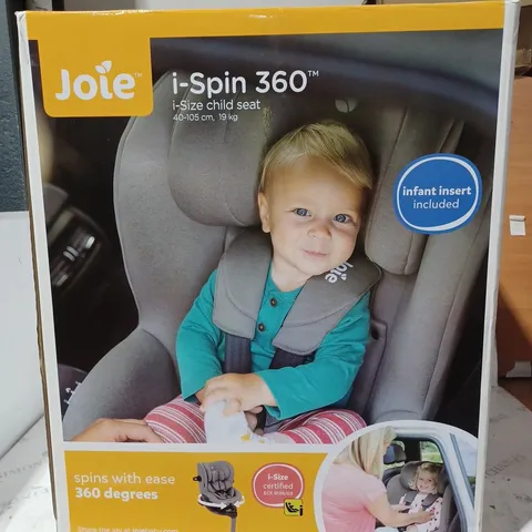BOXED JOLE I-SPIN 360 I-SIZE CHILD SEAT IN CHARCOAL COLOUR