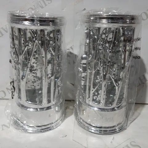 HOME REFLECTIONS SET OF PRELIT SWIRLING GLITTER SCENIC PILLARS - SILVER