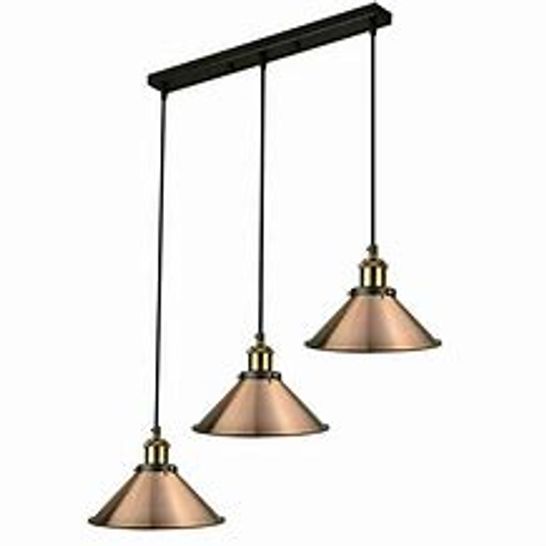 BOXED SYLVAN 3 LIGHT KITCHEN ISLAND CONE PENDANT SHADE 