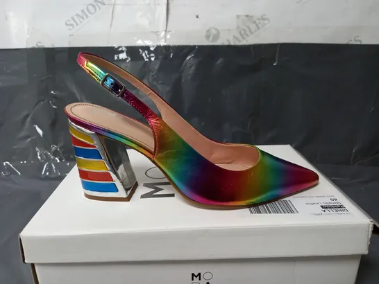 BOXED MODA IN PELLE DINELLA RAINBOW METALLIC LEATHER HIGH HEELS - SIZE 7