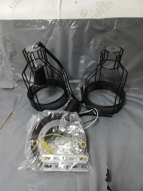 SET OF 2 LEDSONE EASY FIT METAL DIAMOND CAGE DESIGN LIGHT SHADES WITH FITTINGS 