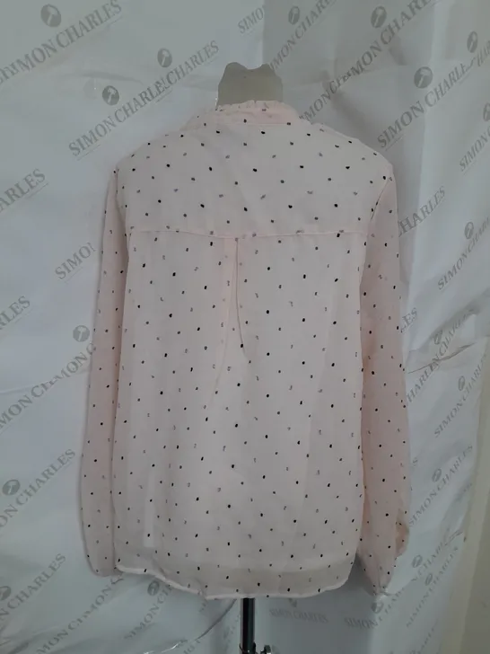 KLASS SHEER SPOTTED CREPE BLOUSE IN PALE PINK SIZE 14