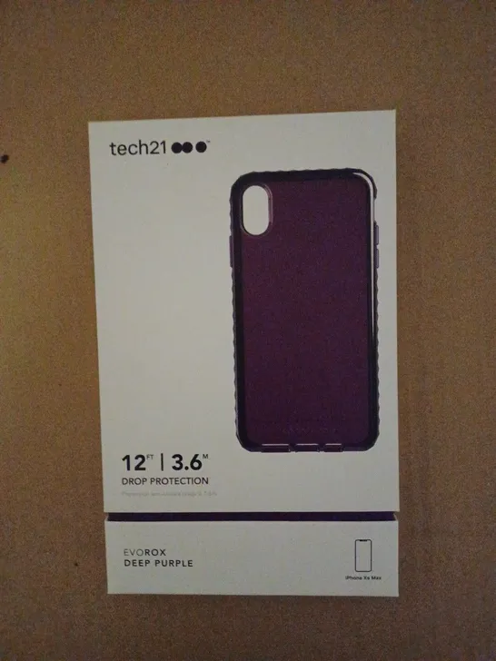 LOT OF APPROXIMATELY 87 BRAND NEW BOXED TECH 21 EVOROX CASE WITH 12FT DROP PROTECTION FOR IPHONE XS MAX T21-6851 DEEP PURPLE