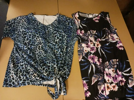 10 ASSORTED CLOTHING ITEMS TO INCLUDE TOPS, DRESSES IN VARIOUS SIZES AND COLOURS