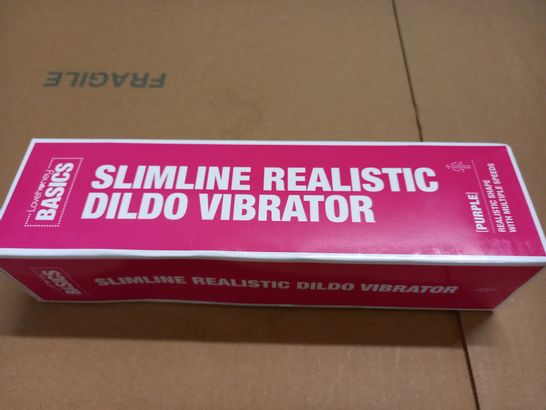 BOXED LOVEHONEY BASICS SLIMLINE REALISTIC DILDO VIBRATOR - PURPLE