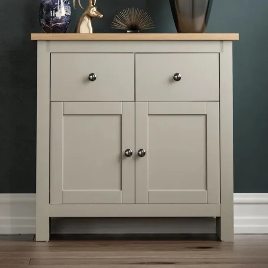 BOXED MANTORVILLE 79X35X80CM WIDE 2 DRAWER SIDEBOARD GREY/OAK