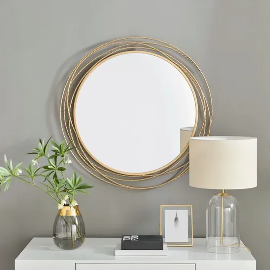 BOWED ROWDEN LAYERED METAL FRAME ROUND MIRROR (1 BOX)