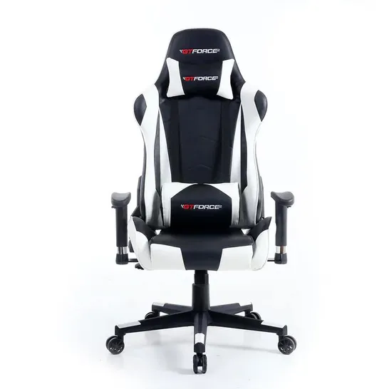 BOXED DESIGNER GT FORCE PRO FX LEATHER RACING SPORTS OFFICE CHAIR IN BLACK & WHITE