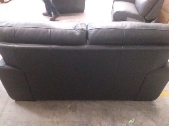 QUALITY ITALIAN  DESIGNER CORDOBA BLACK LEATHER FIXED 2 SEATER SOFA