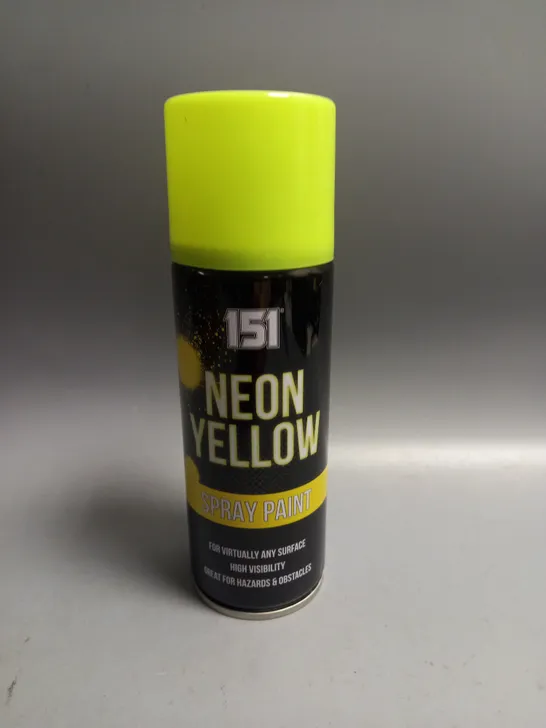 BOXED LOT OF 12 151 NEON YELLOW SPRAY PAINT 200ML