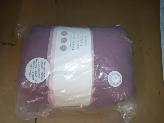 SLEEPDOWN COSY COLLECTION TEDDY FLEECE DUVET SET IN PURPLE - KING