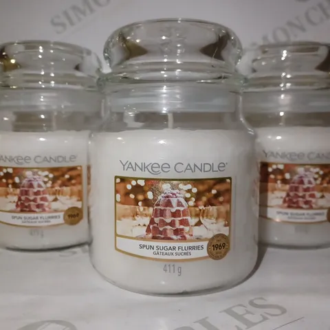 LOT OF 3 X 411G YANKEE CANDLES - SPUN SUGAR FLURRIES 