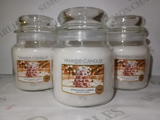 LOT OF 3 X 411G YANKEE CANDLES - SPUN SUGAR FLURRIES 