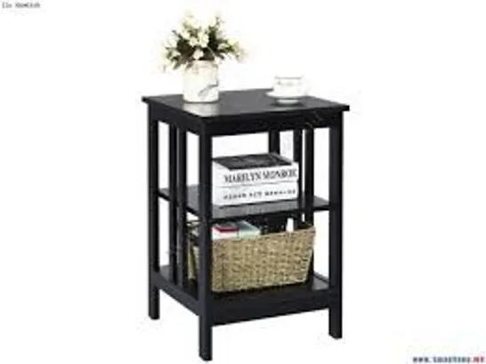 BOXED COSTWAY 3-TIER NIGHTSTAND WITH REINFORCED BARS FOR BEDROOM LIVING ROOM HALL EASY ASSEMBLY - BLACK