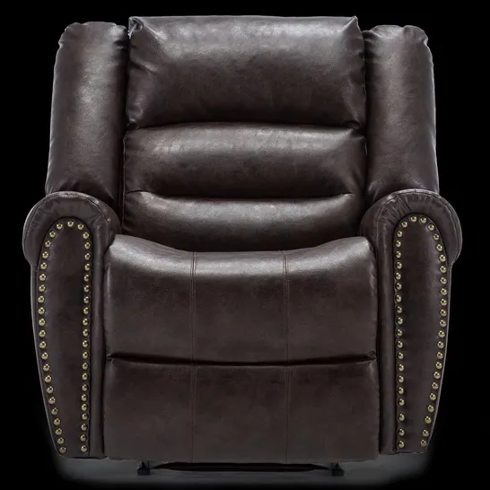 BOXED DENVER BROWN FAUX LEATHER MANUAL RECLINING EASY CHAIR (1 BOX) RRP £349.99