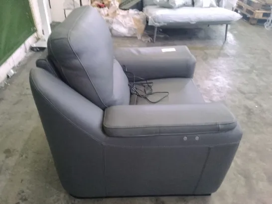 QUALITY ITALIAN DESIGNER AVOLA NEW ELECTRIC RECLINER CHAIR - DARK GREY LEATHER 