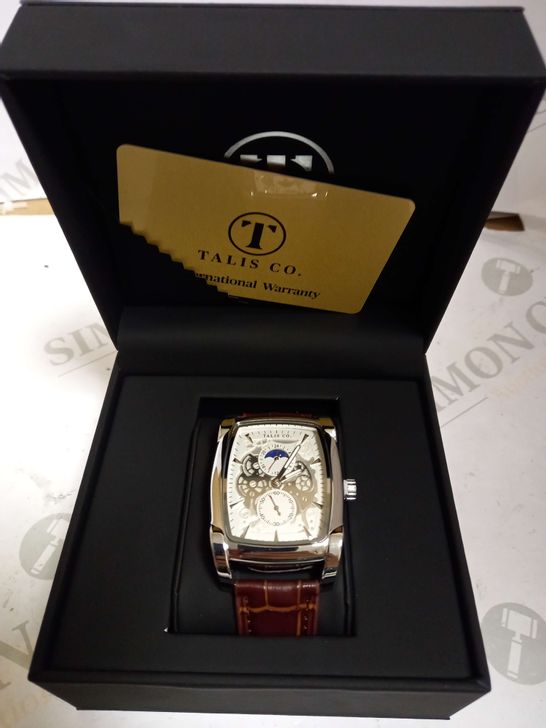 TALIS CO DATE DIAL LEATHER STRAP WRISTWATCH RRP £550