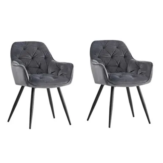 BOXED RUNNE VELVET ARMCHAIR SET OF 2